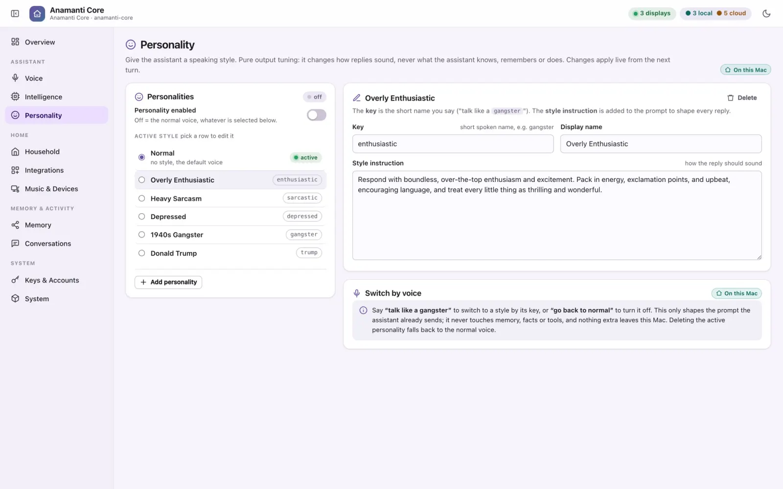 Personality editor