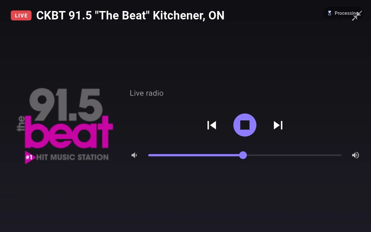 Full-screen live radio player