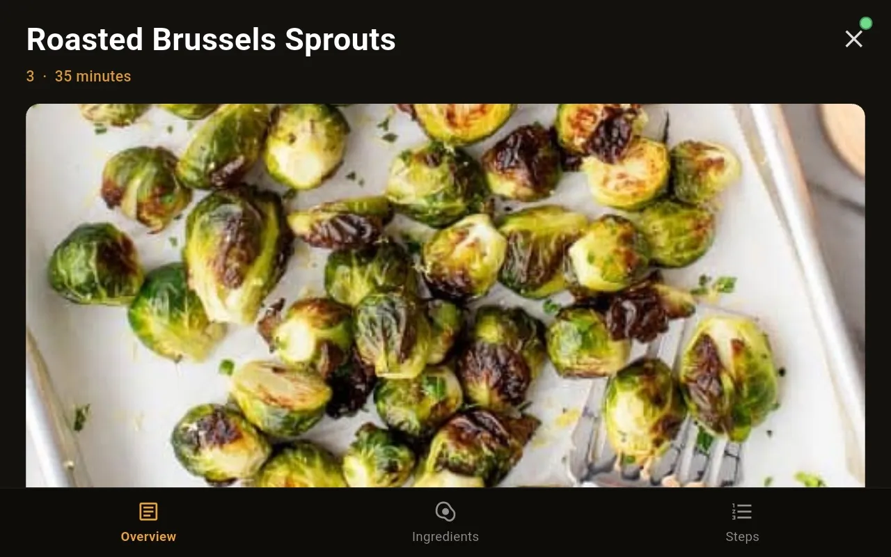 Recipe overview tab
